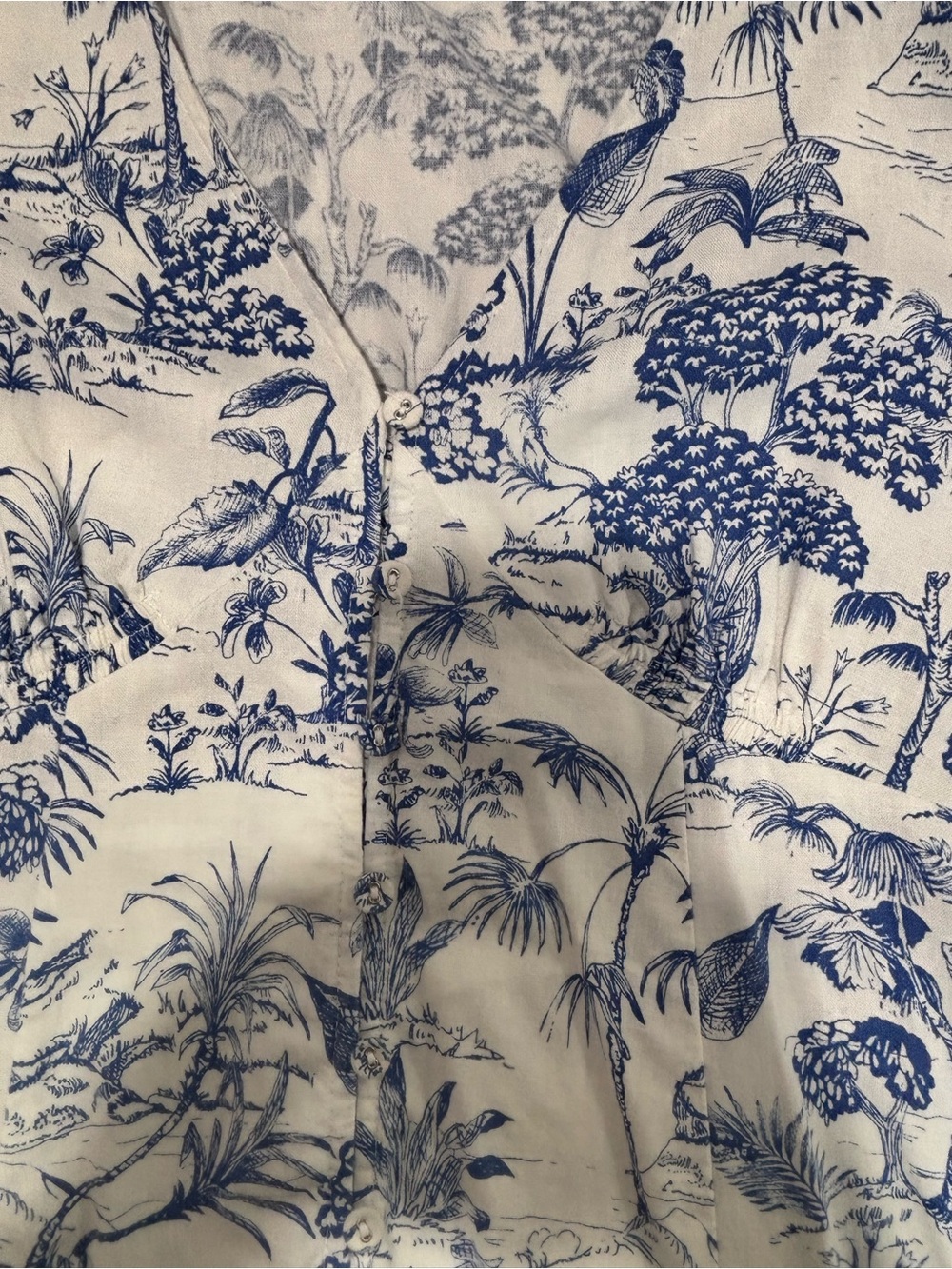 Nicole Miller White Mini Dress with Blue Botanical Toile - Picture 7 of 12